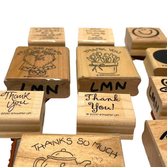 Stampin Up Wood Block Rubber Stamps Thank You Lot of 11 Stamps Cardmaking - Picture 6 of 11